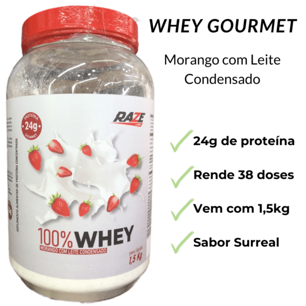 100% Whey 1,5kg Gourmet - Morango com Leite Condensado - Image 2