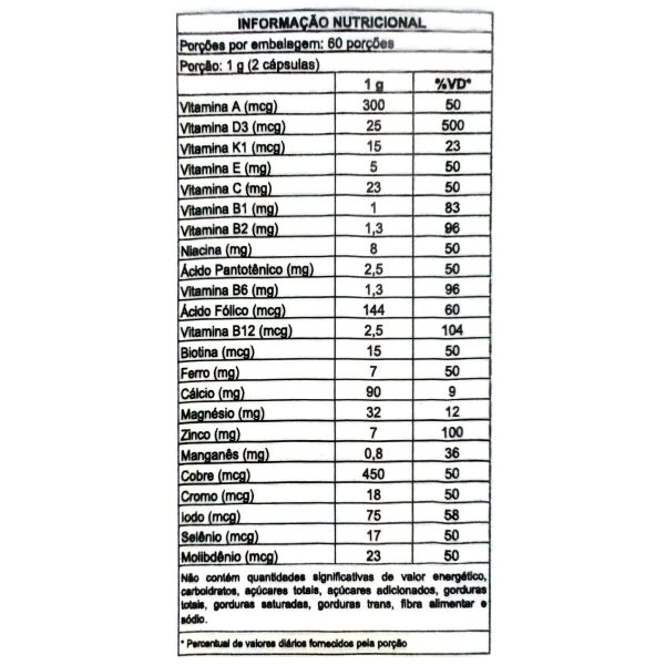Suplemento Alimentar Multivitaminico MultPlus A-Z 120 Cápsulas - Image 2
